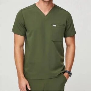 Figs • Olive Green Leon Scrubs Top